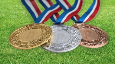 Medals laying on turf