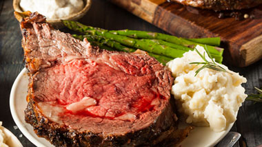 prime rib and mashed potatoes